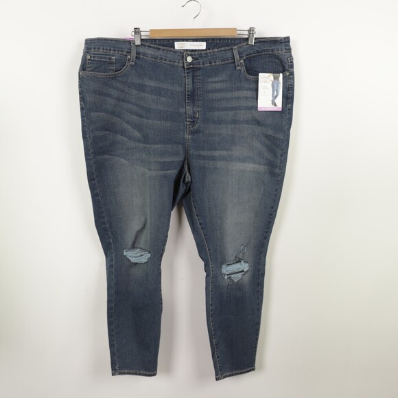 NWT Levi Strauss Simply Stretch Distressed Mid Rise Super Skinny size 26S - Picture 1 of 10